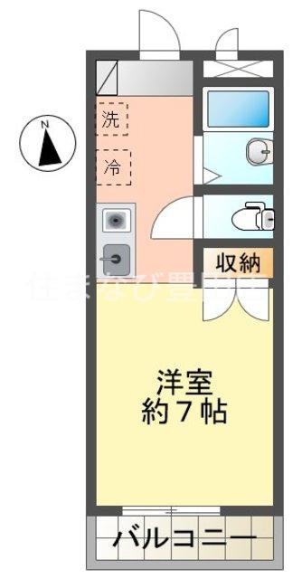 ラルーチェ若宮(ワンルーム/4階)の間取り写真