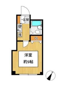 ロベリア六番館(1K/2階)の間取り写真
