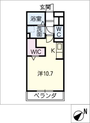 スカイハウス(ワンルーム/2階)の間取り写真