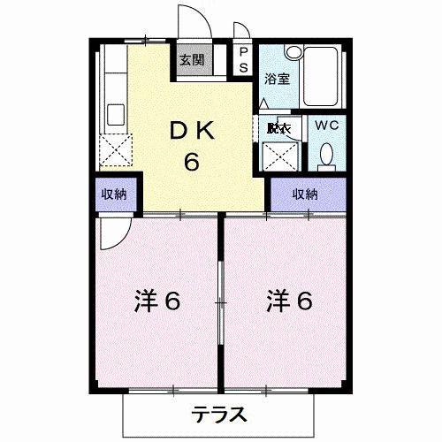 サンリバーハイツ(2DK/1階)の間取り写真