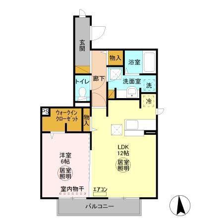 セジュールチェスナットA棟(1LDK/1階)の間取り写真