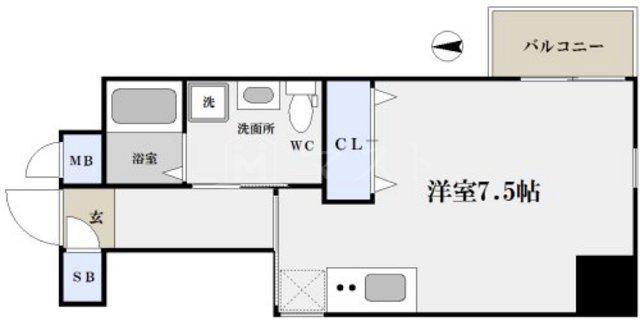 アクアプレイス北浜(ワンルーム/7階)の間取り写真