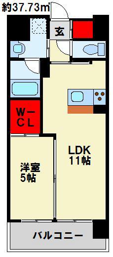 ハイネス槻田(1LDK/9階)の間取り写真