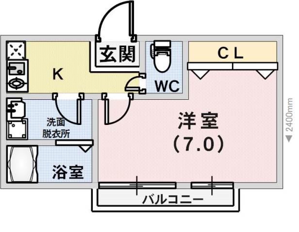 シャルマンコート北野(1K/1階)の間取り写真
