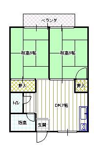 コーポ池田B棟(2DK/1階)の間取り写真