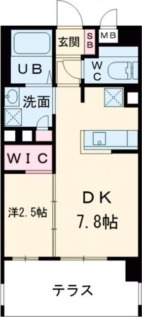 フロンティアききつII(1DK/1階)の間取り写真