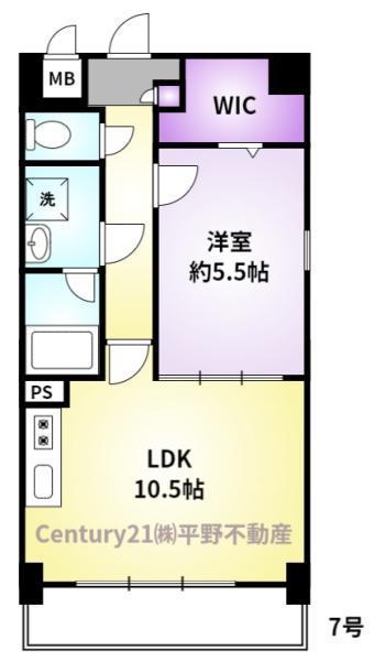 モントーレヒルズ東櫛原(1LDK/3階)の間取り写真