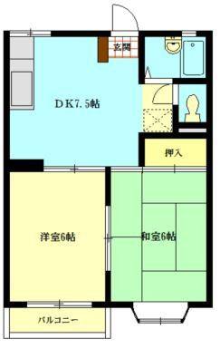 ハイツZC(2DK/2階)の間取り写真