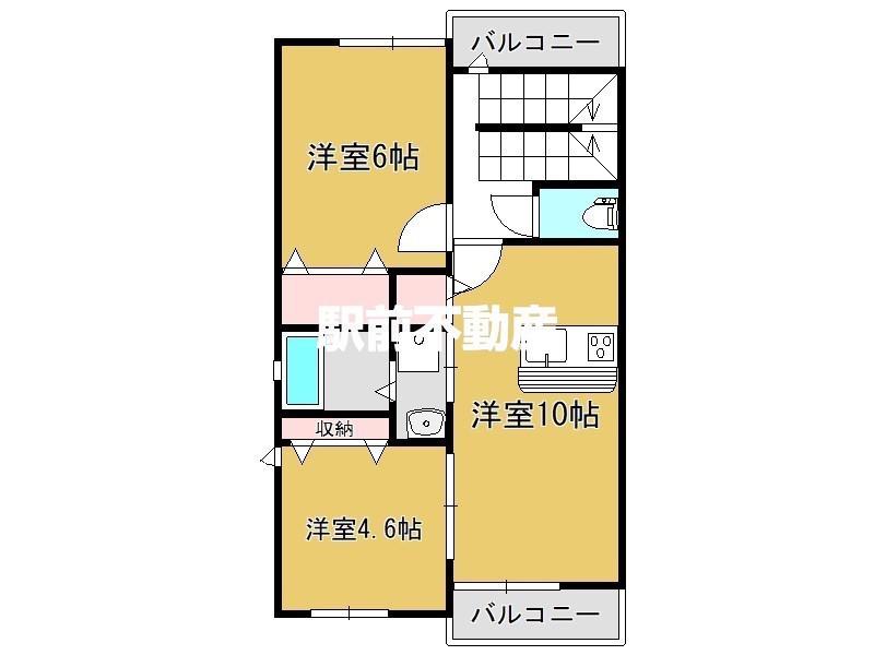 プレミアム県庁前(2LDK/2階)の間取り写真
