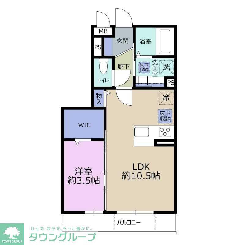 ドルフ安藤橋V(1LDK/2階)の間取り写真