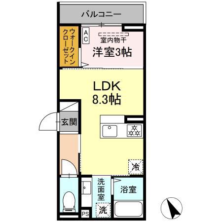 ディー パイナ 鷺沼(1LDK/2階)の間取り写真