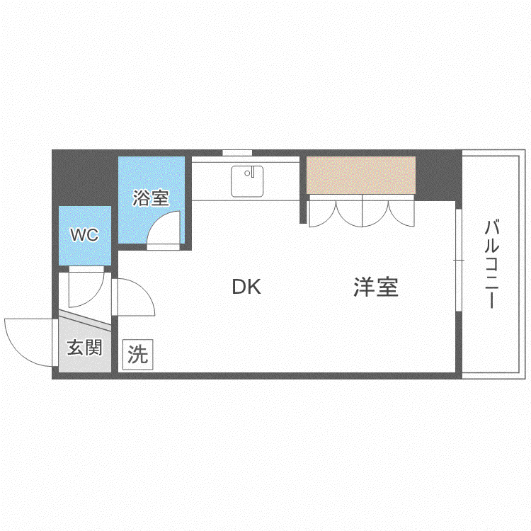 ヴァンクール北5条(1DK/7階)の間取り写真