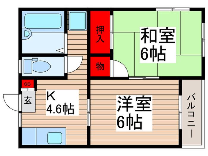 リバーコーポ(2K/2階)の間取り写真