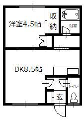 第2サクライコーポ(1DK/2階)の間取り写真