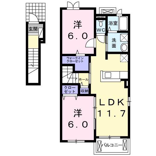 レジェンシー(2LDK/2階)の間取り写真