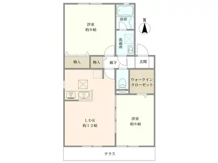 ラティス柴崎台(2LDK/1階)の間取り写真