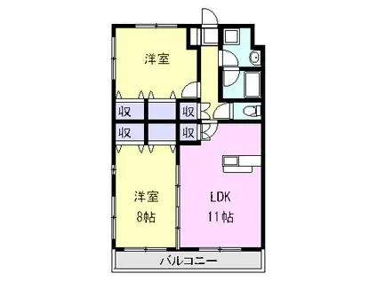 ブルーミングII(2LDK/1階)の間取り写真