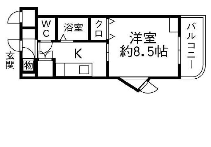 トレステーラ下池永(1K/2階)の間取り写真