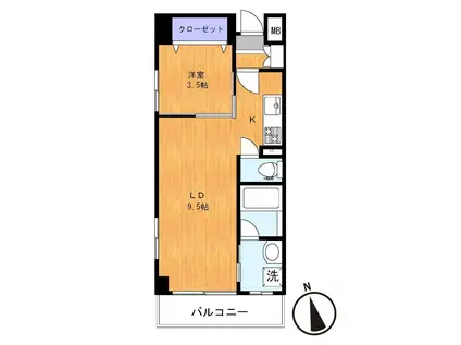 ARISA COURT(1LDK/4階)の間取り写真