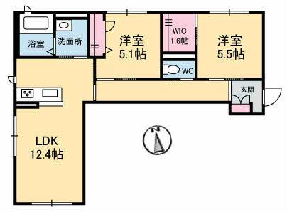 ローレルR(2LDK/2階)の間取り写真