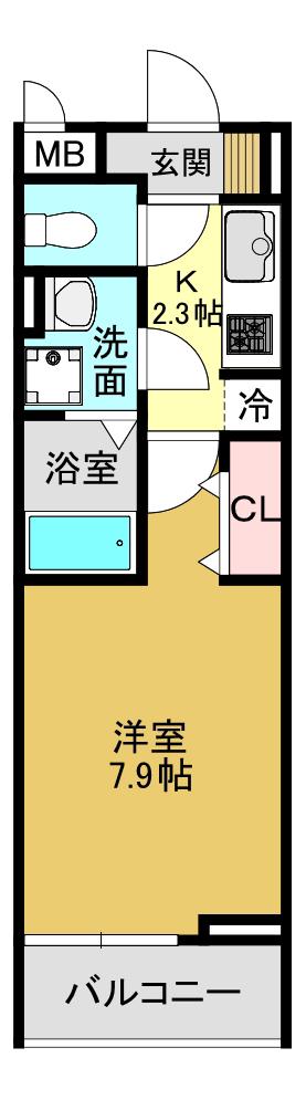 グリーゼア(1K/3階)の間取り写真