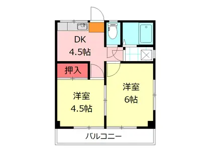 メゾンカシマ(2DK/2階)の間取り写真