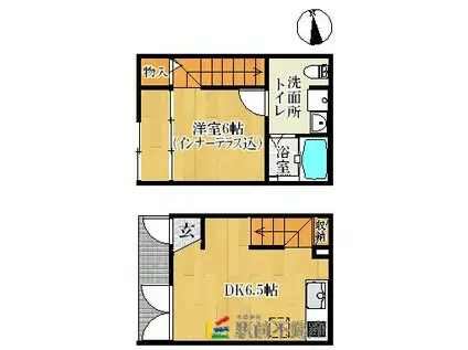 アールボックス津福III(1LDK/1階)の間取り写真