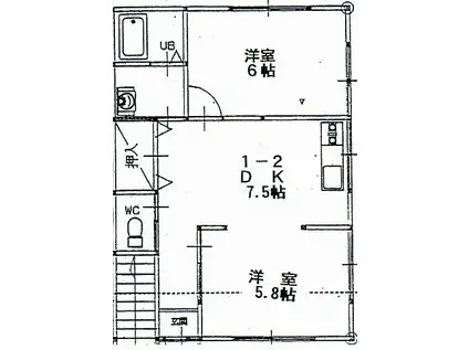 グリーンハイツ10号棟(2DK/1階)の間取り写真
