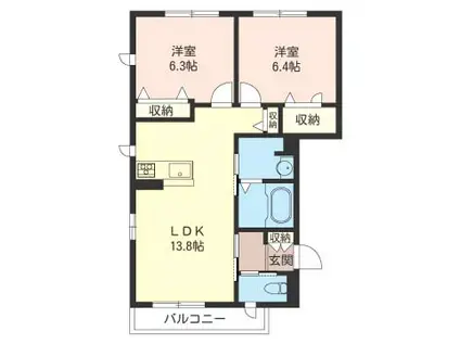 シャーメゾン リュミエールII(2LDK/1階)の間取り写真