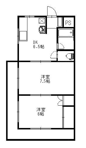 ニュー双葉マンション1号棟(2DK/3階)の間取り写真