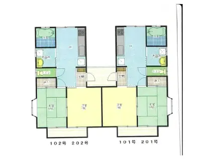 パレスシンコウB(2DK/2階)の間取り写真