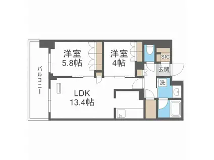 RJR堺筋本町タワー(2LDK/13階)の間取り写真
