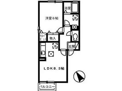 セントポーリア助任(1LDK/1階)の間取り写真
