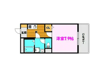 安積サンシャイン(1K/6階)の間取り写真