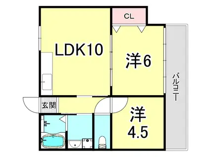 アルベアーレ大町(2LDK/2階)の間取り写真