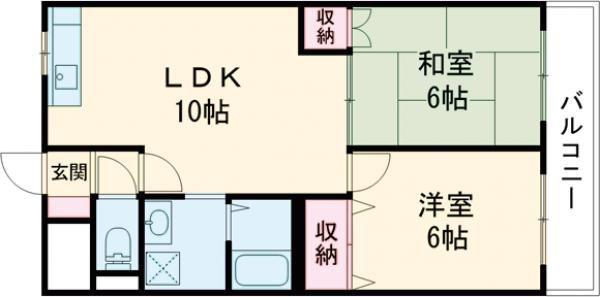 アンフォーラ宮脇(2LDK/3階)の間取り写真