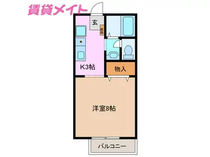 サングレイスC(1K/1階)の間取り写真