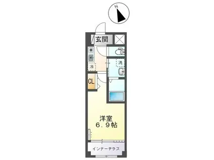 LIDIA(1K/1階)の間取り写真