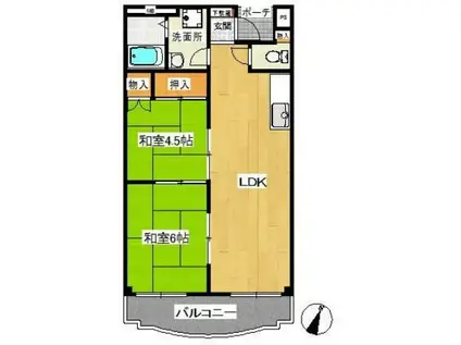 ビアンカ狭山B棟(2LDK/4階)の間取り写真