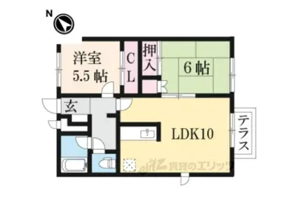 ヴェルデュールピノ(2LDK/1階)の間取り写真