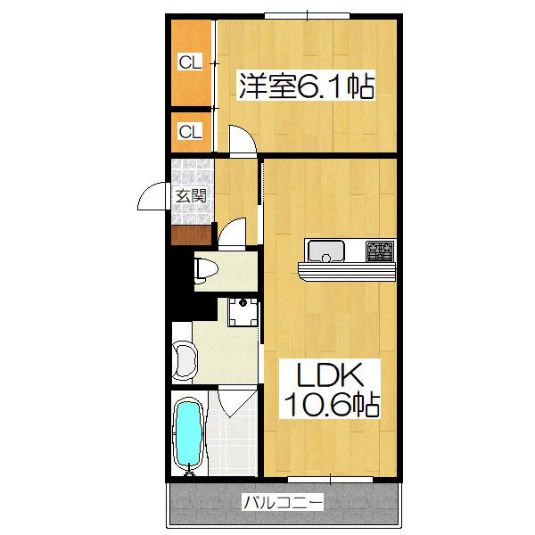 シャルールプラスII(1LDK/1階)の間取り写真