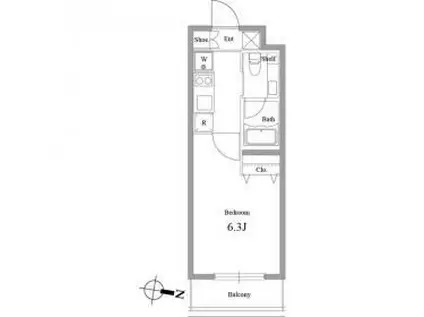 ファインライツ氷川台(1K/4階)の間取り写真