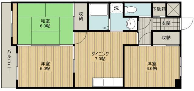 マンションオルフィス(3DK/2階)の間取り写真