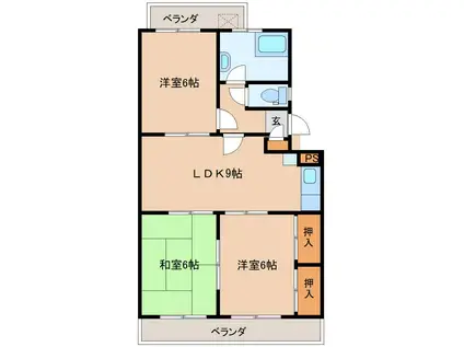 第2岩田ビル(3LDK/3階)の間取り写真