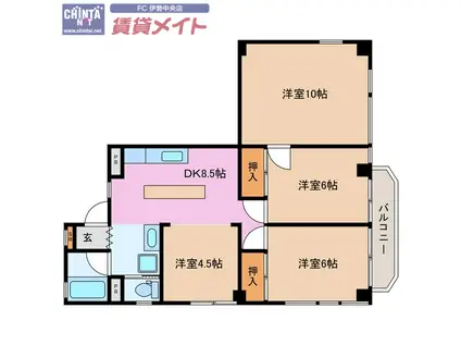 AS110(4DK/4階)の間取り写真