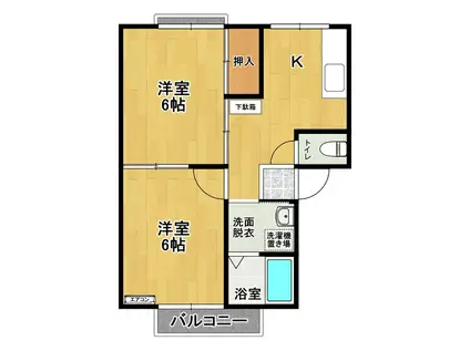 ファーストパレスII A棟(2K/2階)の間取り写真