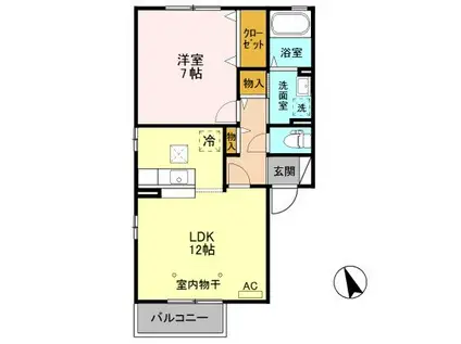 パレット B(1LDK/1階)の間取り写真