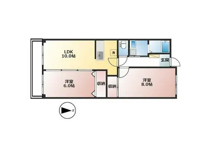 カーサエスペランサIII(2LDK/2階)の間取り写真