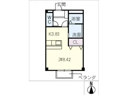 シティハイム城南A棟(ワンルーム/2階)の間取り写真