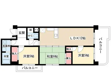 アルカディアII牧の里(3LDK/2階)の間取り写真